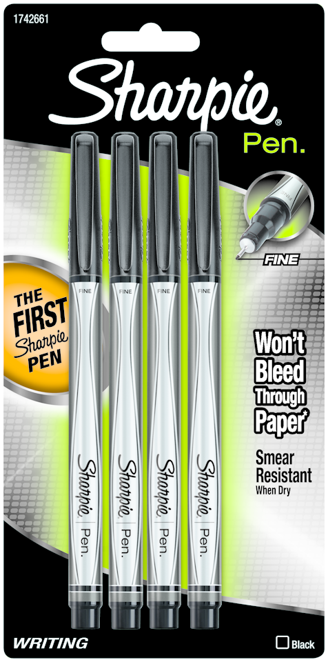 Sharpie Pen-Black Fine 4Pk