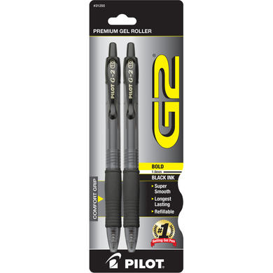 G2 Retractable Gel Pen 1.0mm Black 2Pk
