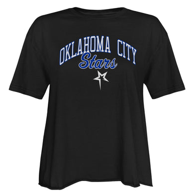 Ladies Short Sleeve Cutoff Cotton Tee | Black