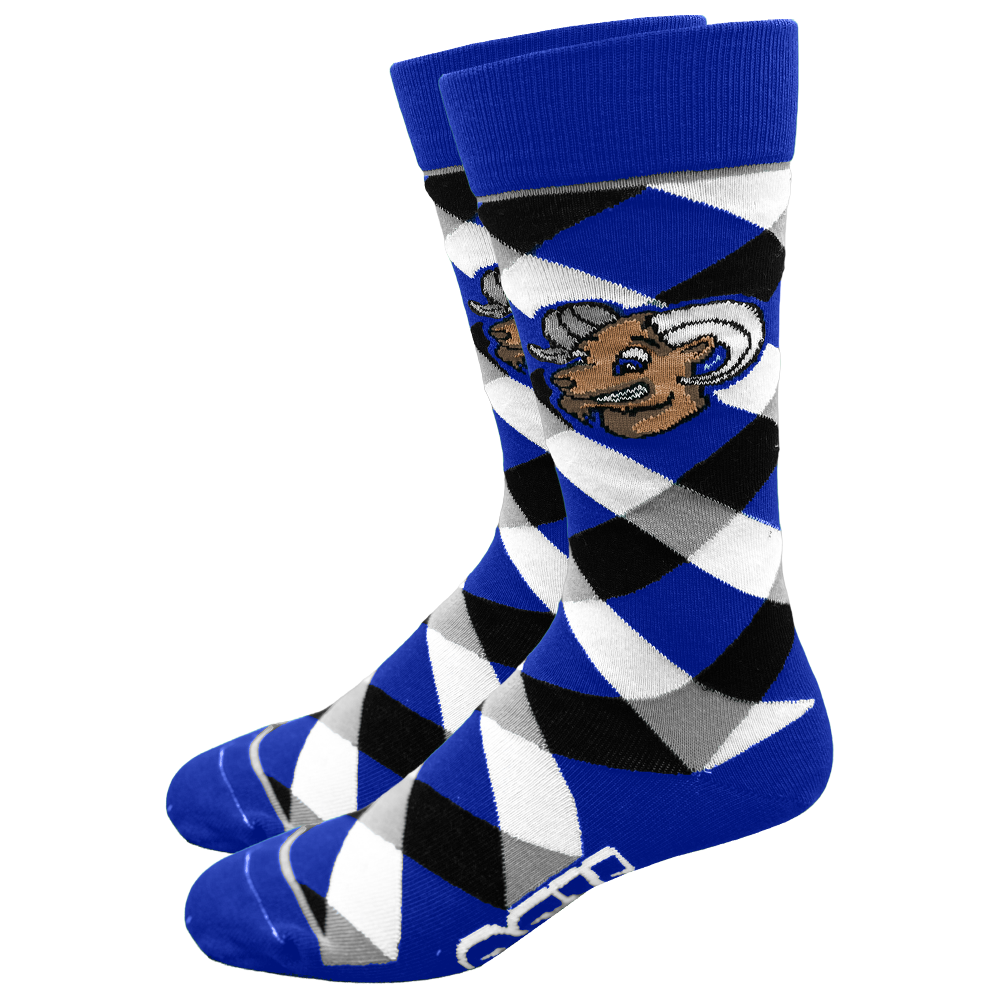 Mid-Calf Graduate Argyle Sock | Royal/White