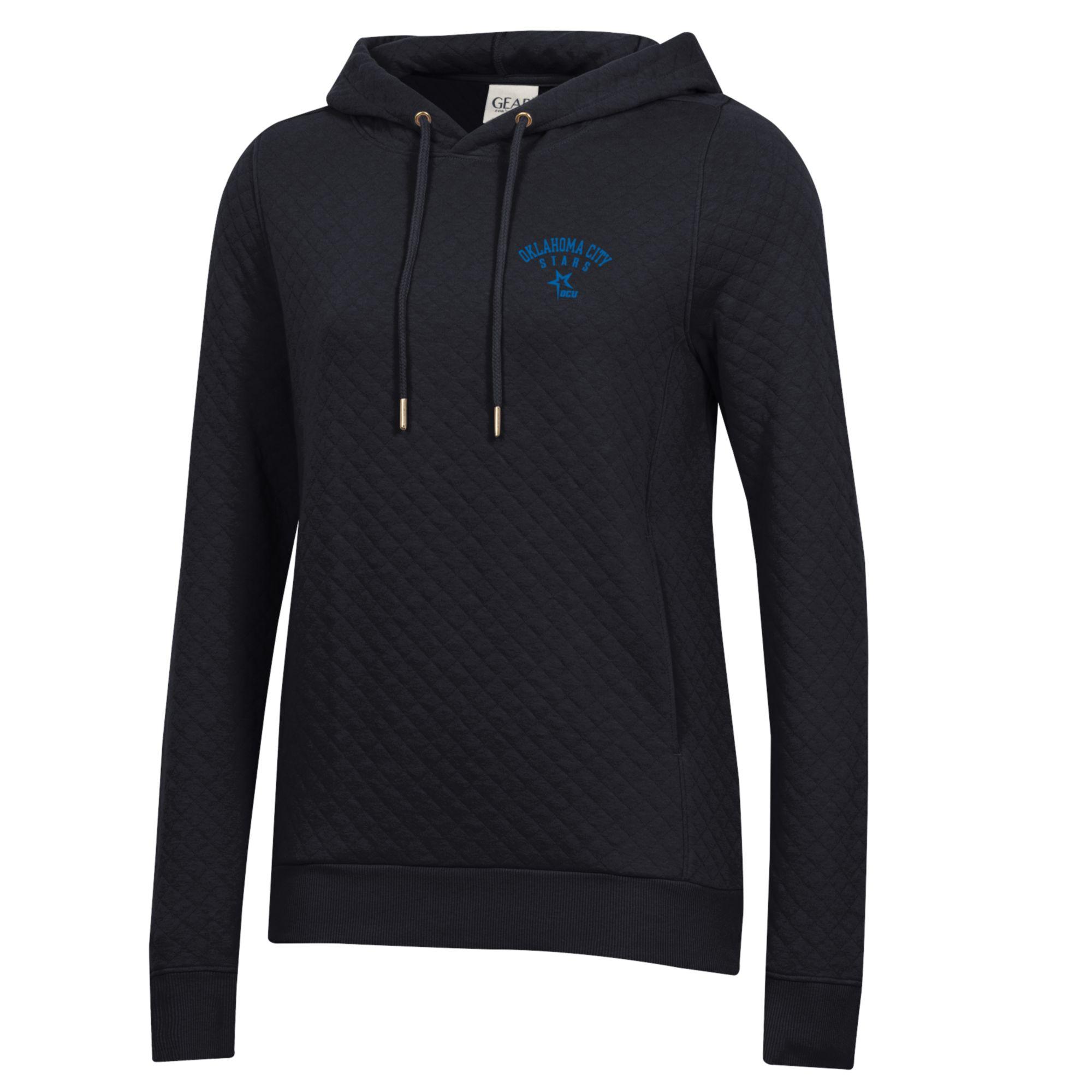 Ladies Quilted Pullover Hoodie | Black