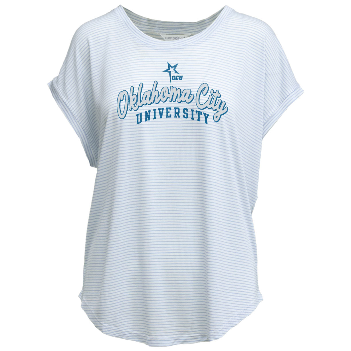 Daytrip Soft Striped Capped Sleeve Tee | White/Summer Sky