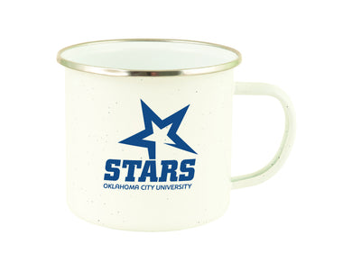 17 oz. Speckled Fireside Camp mug with white interior and colored enamel finish